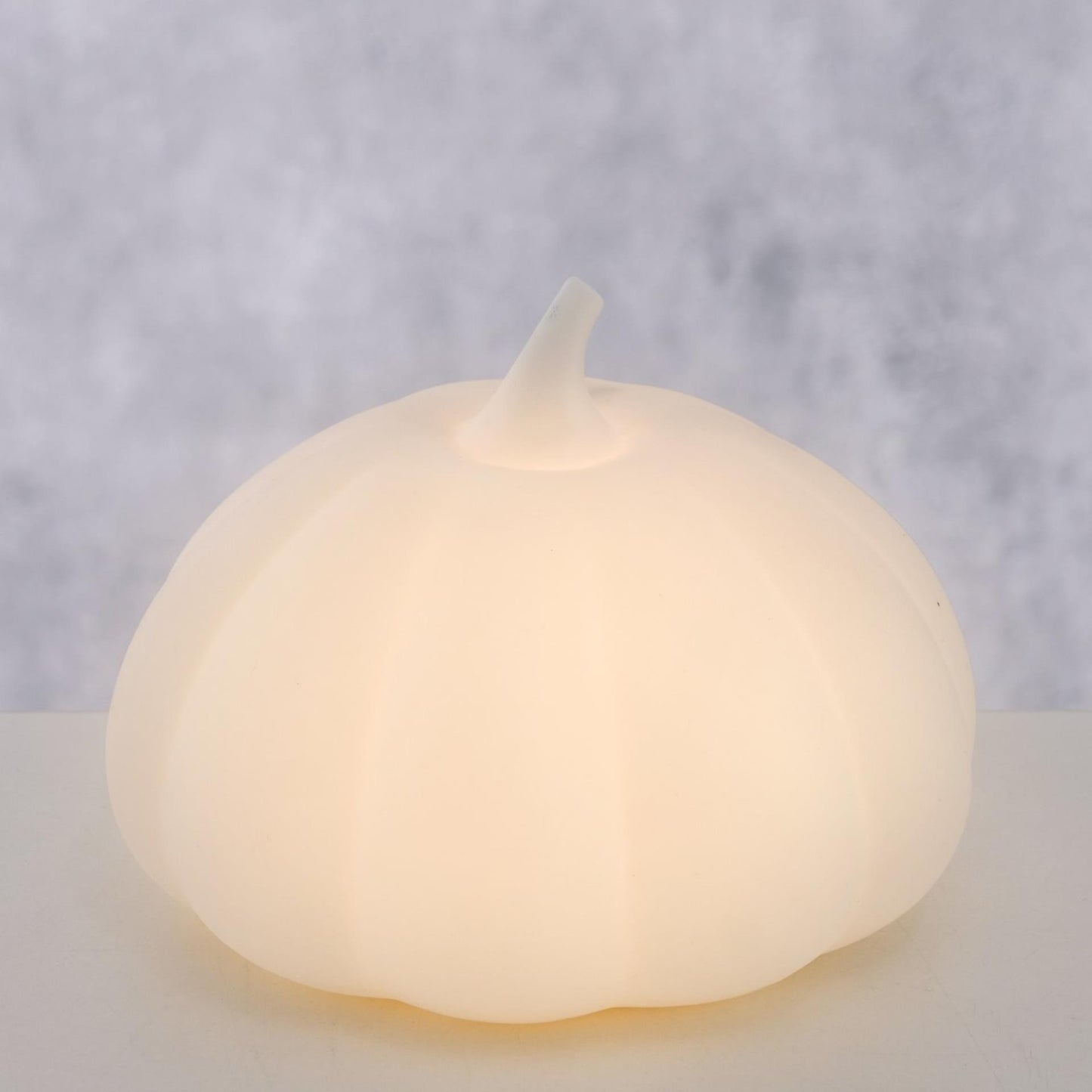 Boltze home beeld pompoen met led aurela h8,4cm dolomiet wit