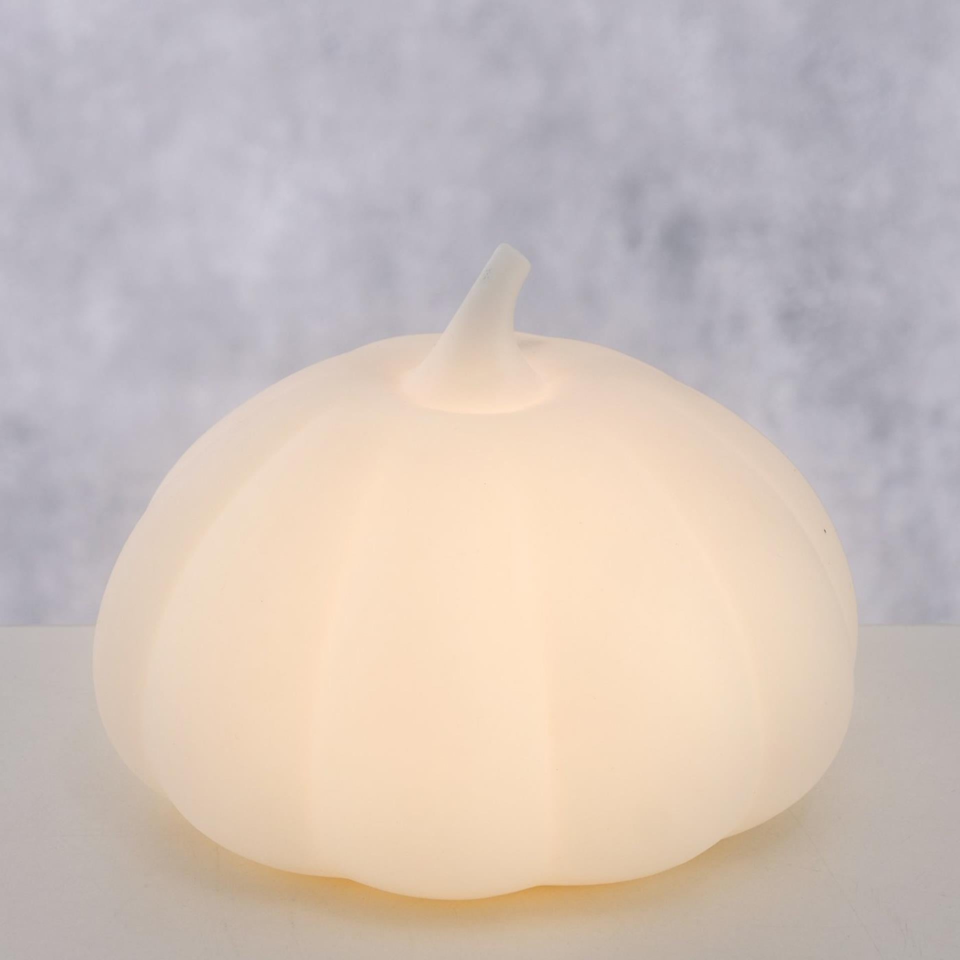 Boltze home beeld pompoen met led aurela h8,4cm dolomiet wit