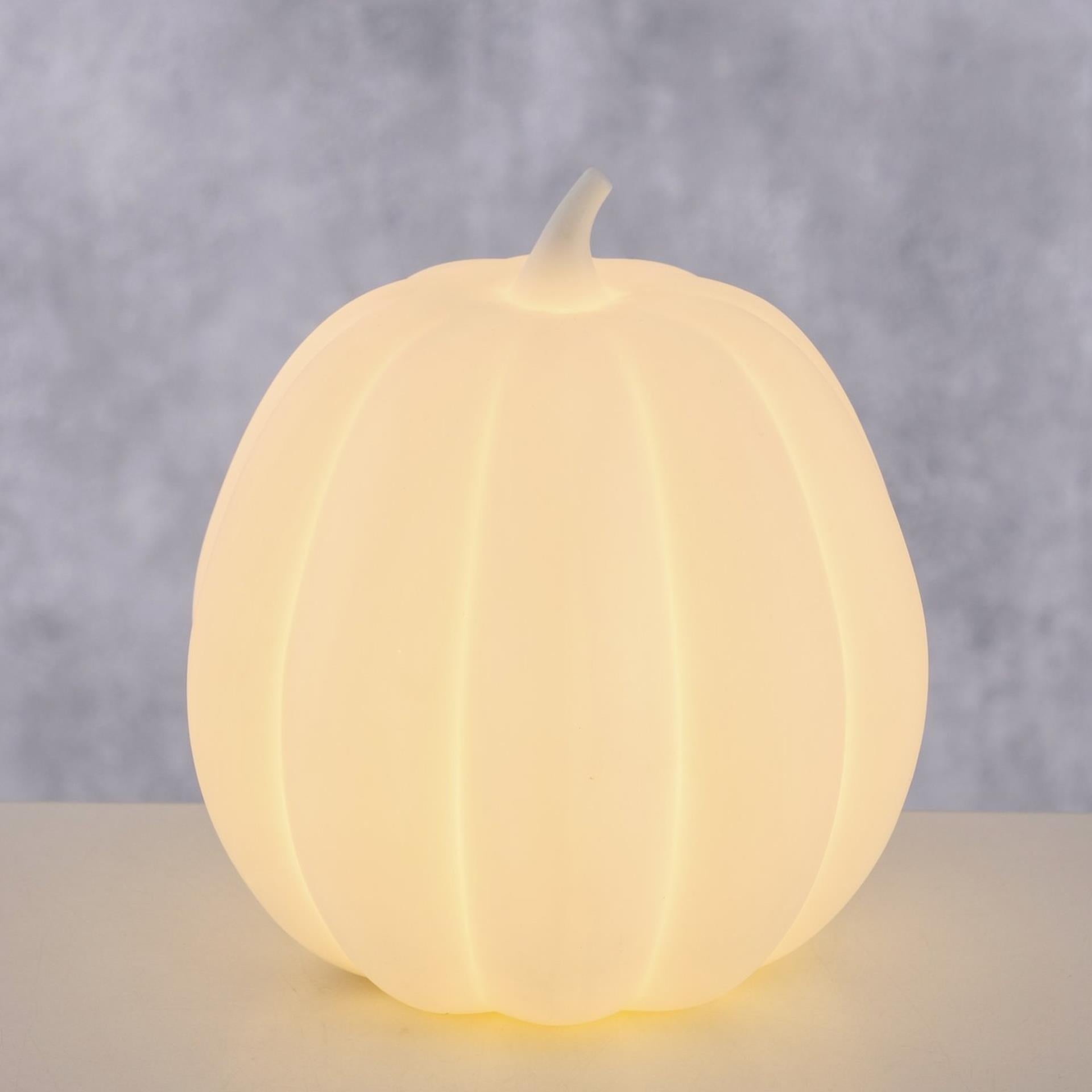 Boltze home beeld pompoen met led aurelo h12cm dolomiet wit