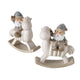 Boltze home kerstman berny op schommelpaard synthetische hars h11cm