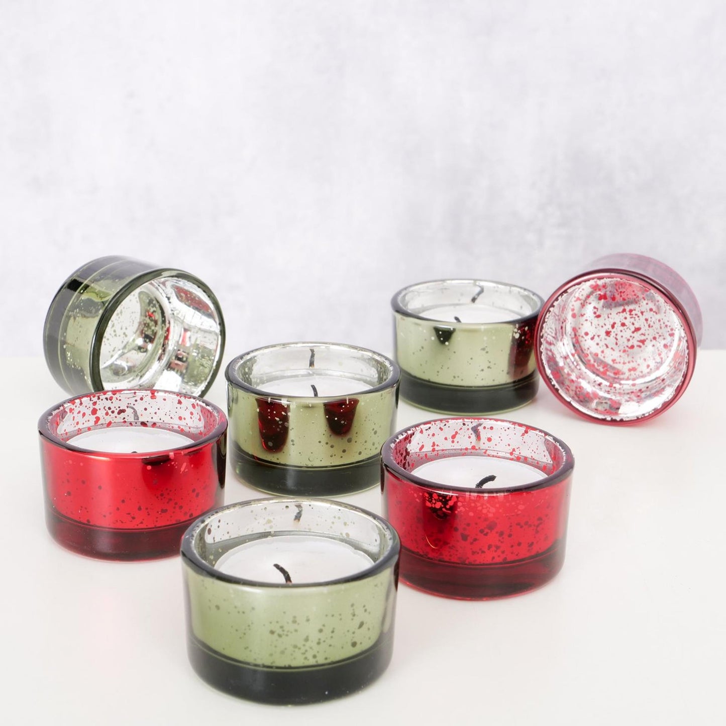 Boltze home theelichthouder balos 4-delig h3cm groen rood