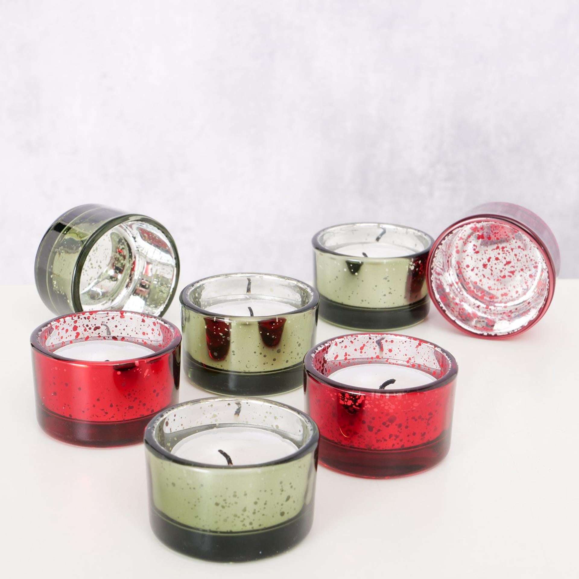 Boltze home theelichthouder balos 4-delig h3cm groen rood