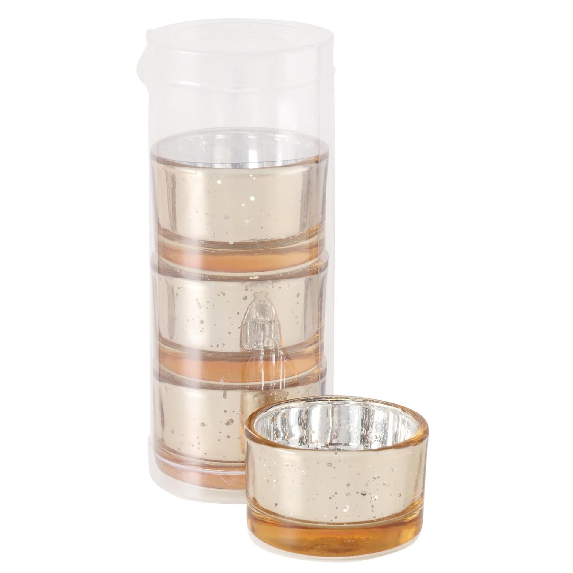 Boltze home theelichthouder balos glas 4-delig h3,4cm gelakt glas rosegoud