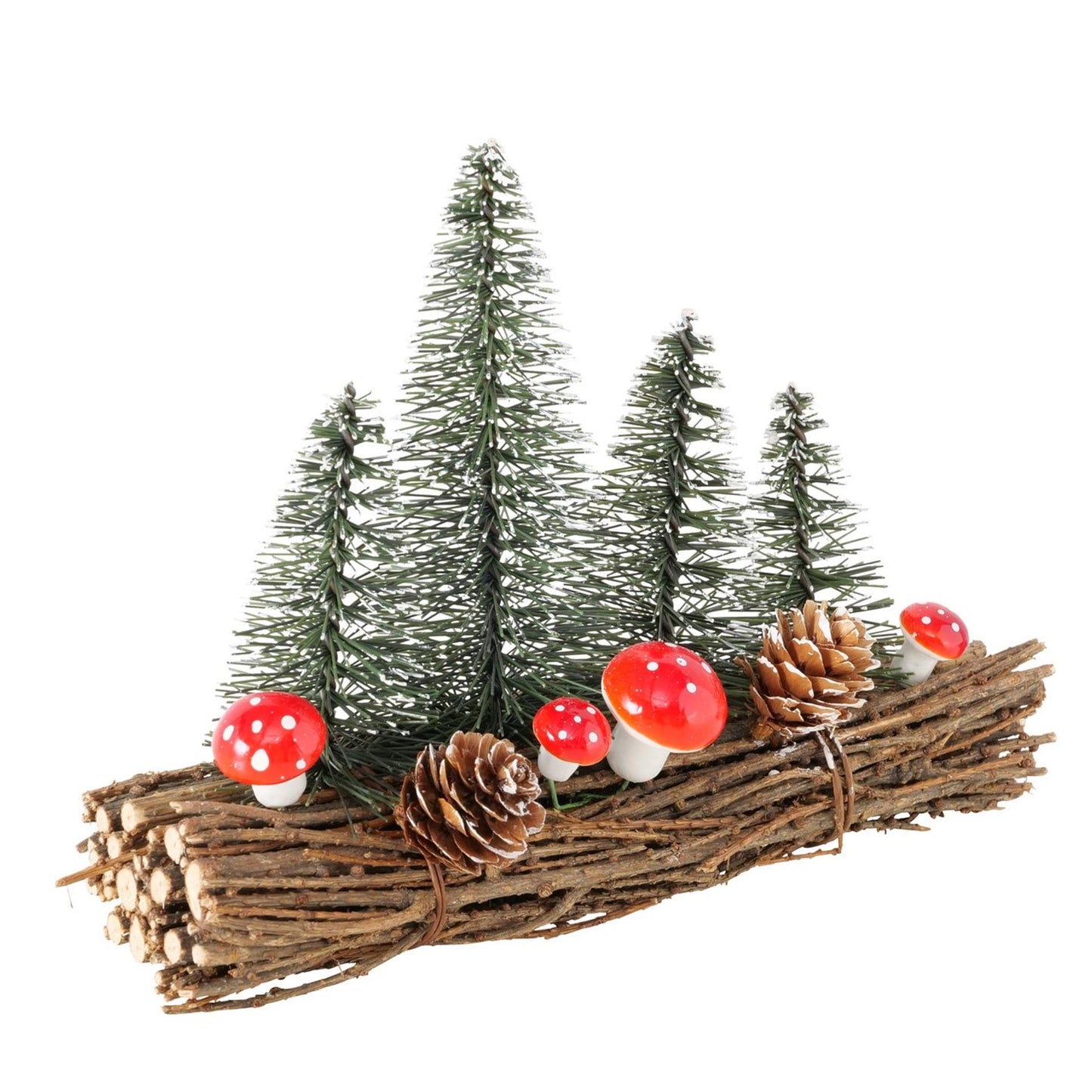 Boltze home decoratieve kerststuk fairytale 20,6x7,3x17cm kunststof hout besneeuwd