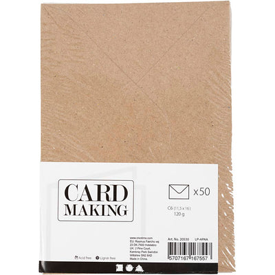 Creativ company gerecyclede enveloppen 11,5x16 cm naturel 50 stuks