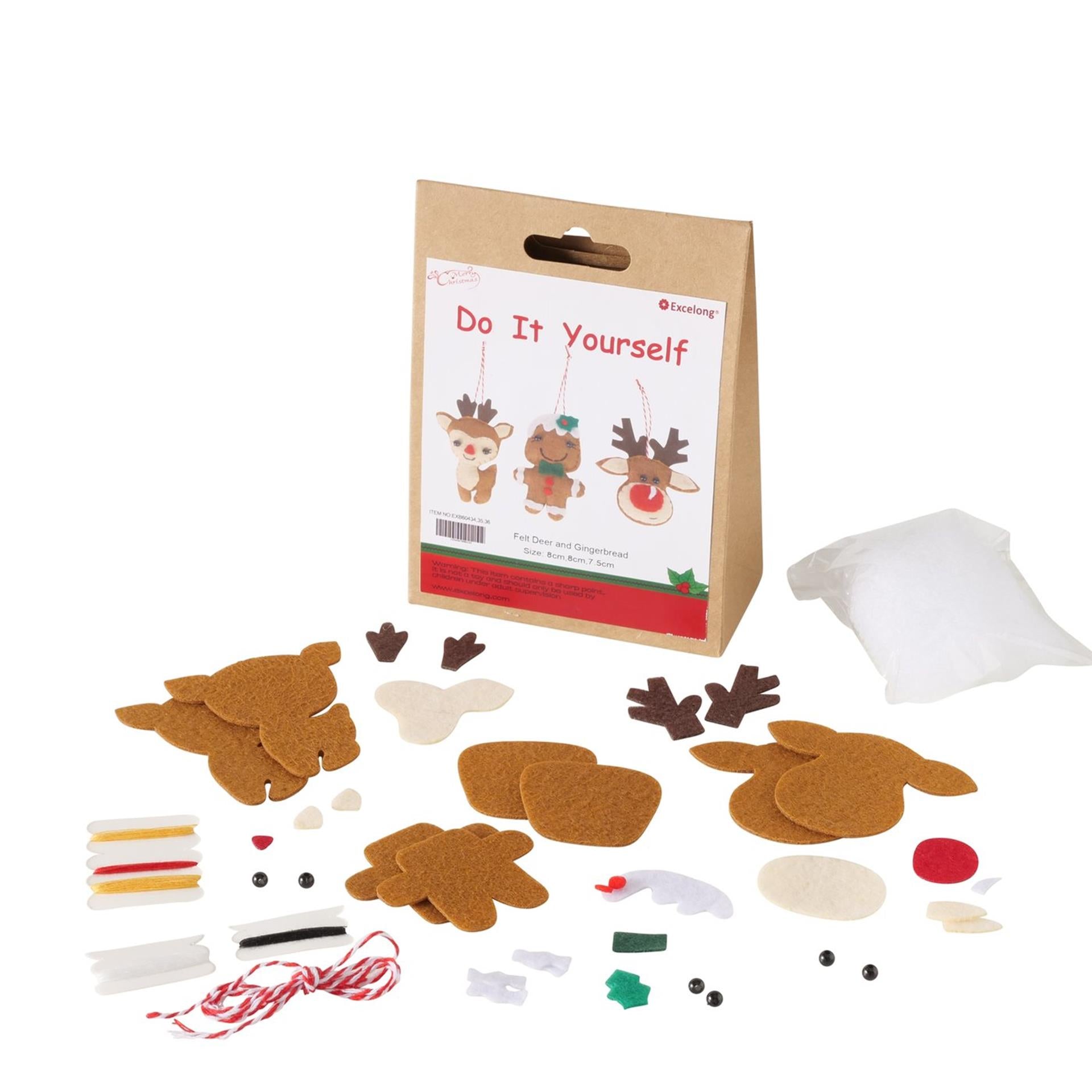 Boltze home diy-knutselset kersthanger noeline hert h15 cm l11 cm vilt