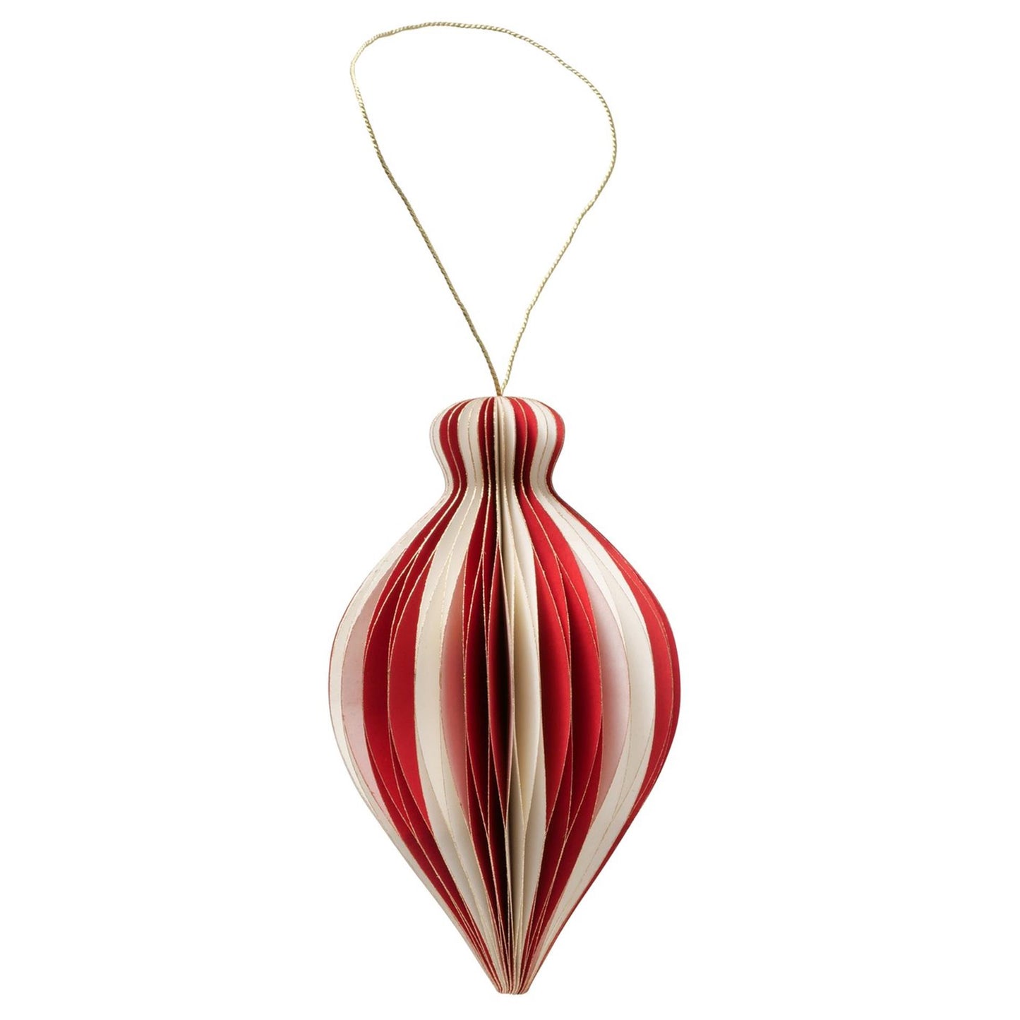 Boltze home kerstbal yorki papier ovaal h12,5xø7,8cm mat rood wit