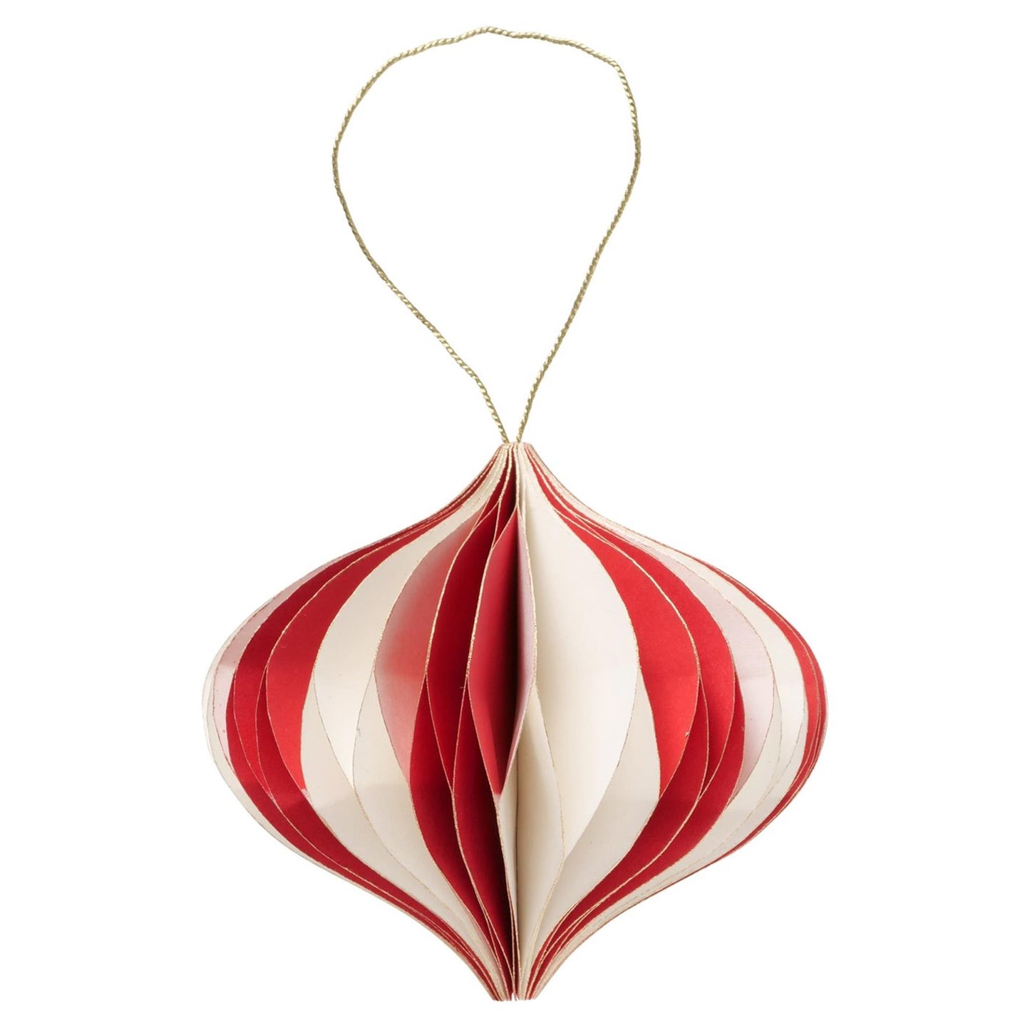 Boltze home kerstbal yorki papier ovaal h8,9xø10,2cm mat rood wit