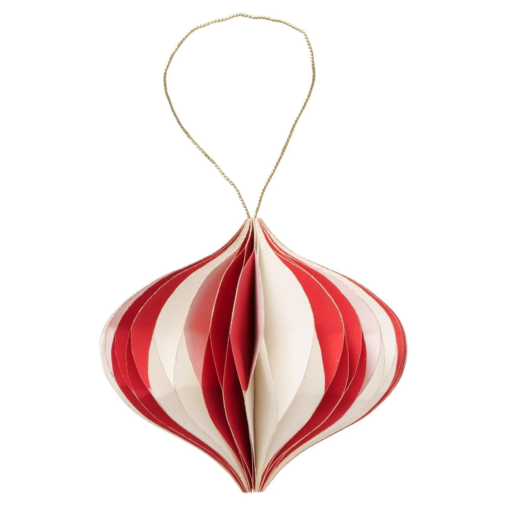 Boltze home kerstbal yorki papier ovaal h8,9xø10,2cm mat rood wit