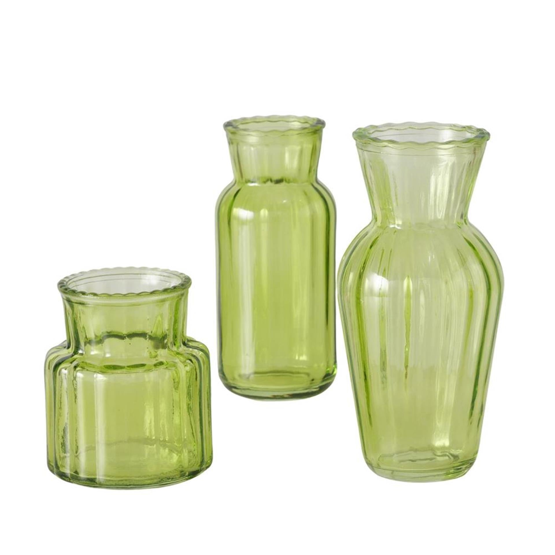 Boltze home vaas tilla, 3-delig h9-15,5cm glas gelakt groen