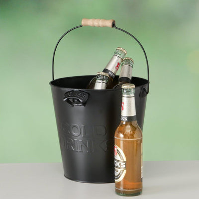 Boltze home bierkoeler emmer met opener metaal ø25xh22cm