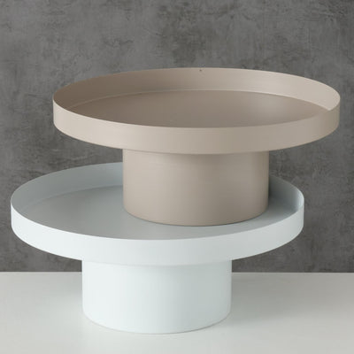Boltze home dienblad samona metaal ø25cm beige wit
