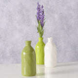 Boltze home vaas mylanadia6,7x15cm porselein in 3 uitvoeringen wit lime groen - afbeelding 2