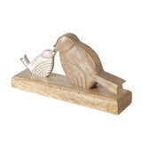 Boltze home beeld vogel met jong metaal hout 23x5x12cm - afbeelding 1