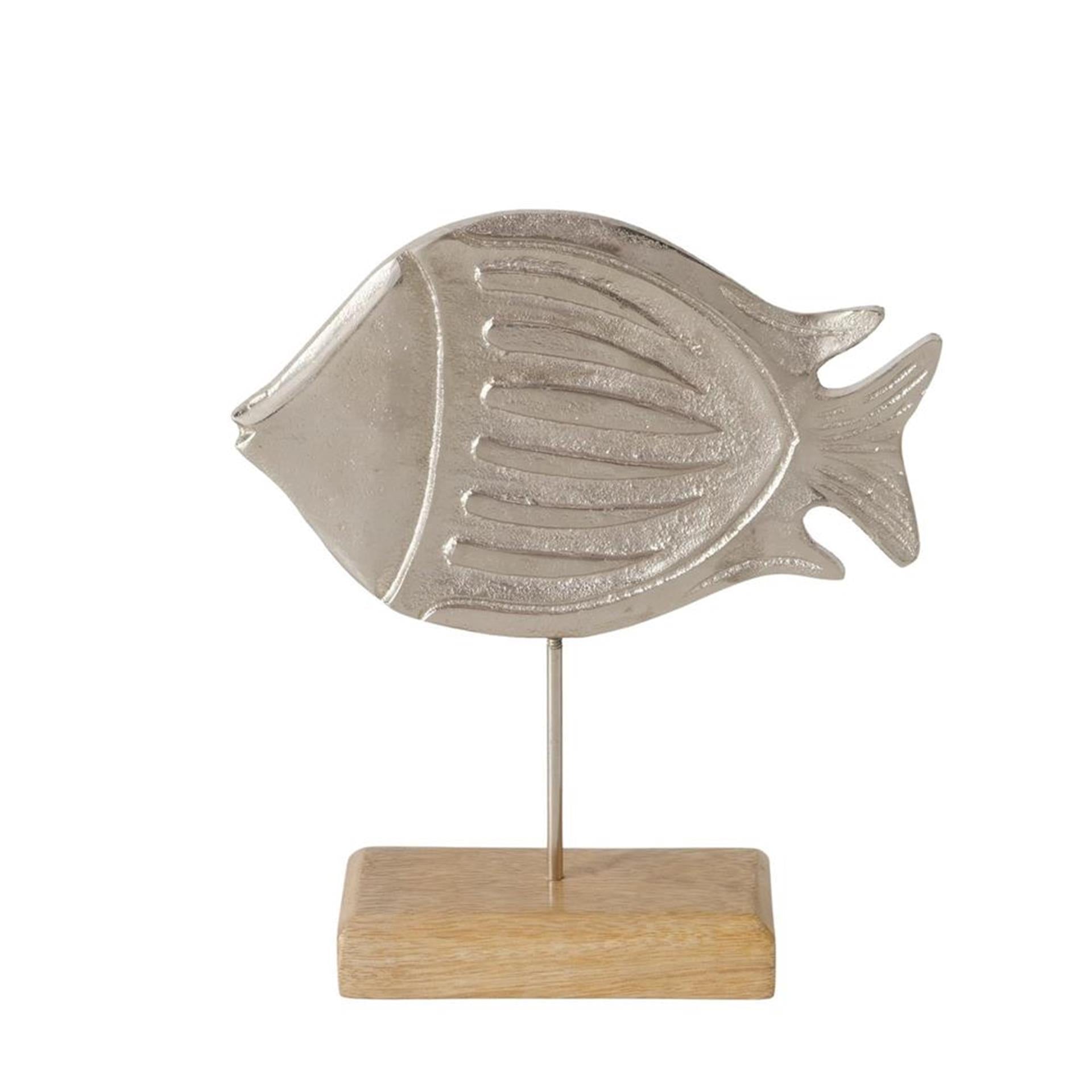 Boltze home figuur fisky vis 20x5,5x23,5cm aluminium en mangohout