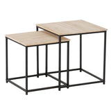 Boltze home bijzettafel boras 2-delig ijzer en dennenhout h35 en 40cm - afbeelding 1
