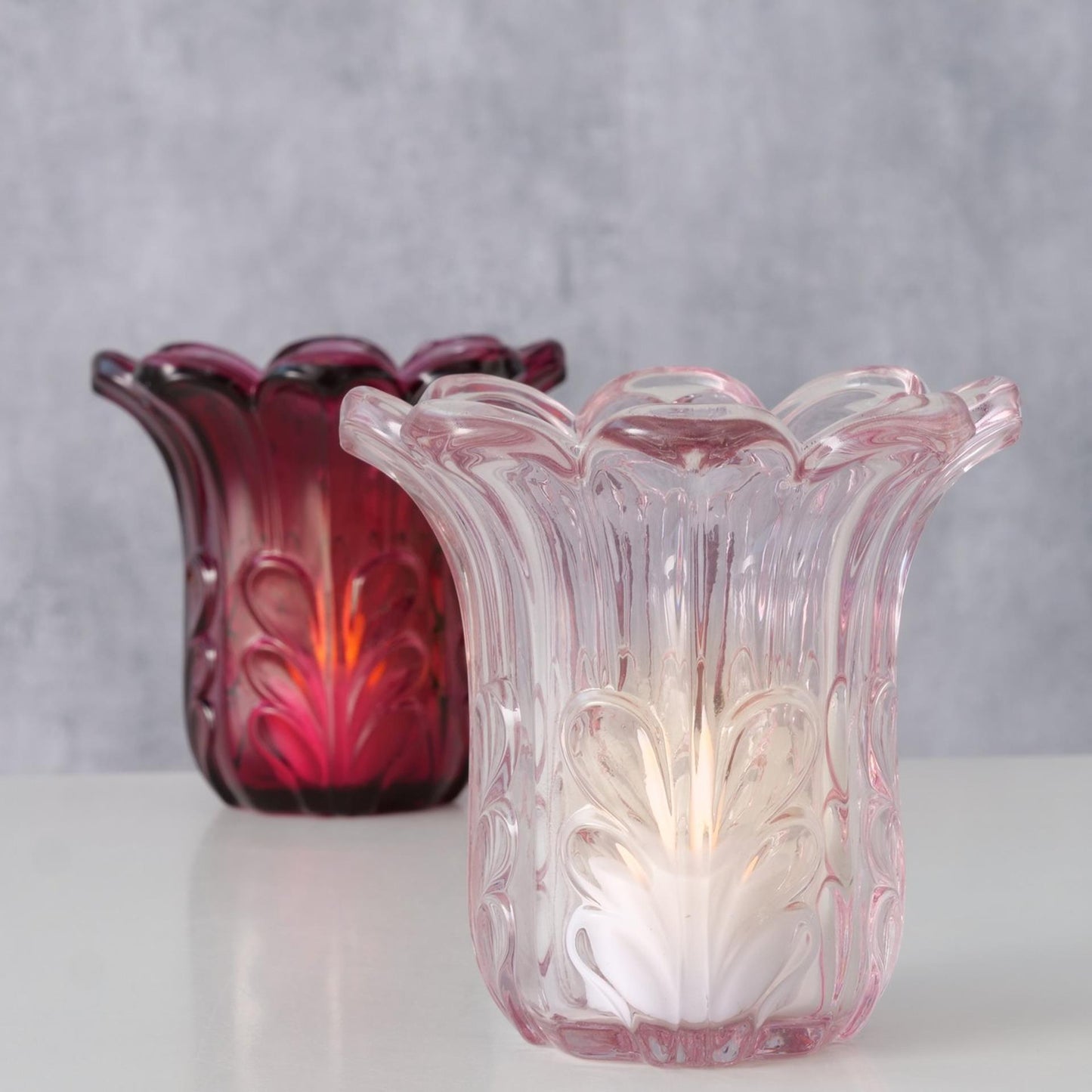 Boltze home vaas rosena dia11x10,5cm glas gelakt licht roze donker roze