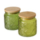 Boltze home voorraadpot imola 500 ml dia10x11cm glas gelakt met bamboe deksel groen