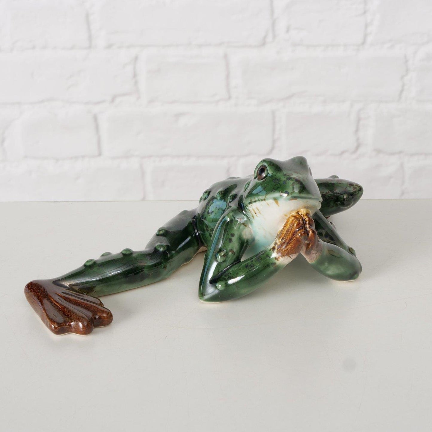 Boltze home beeldje kikker porselein 20x13x6,5cm