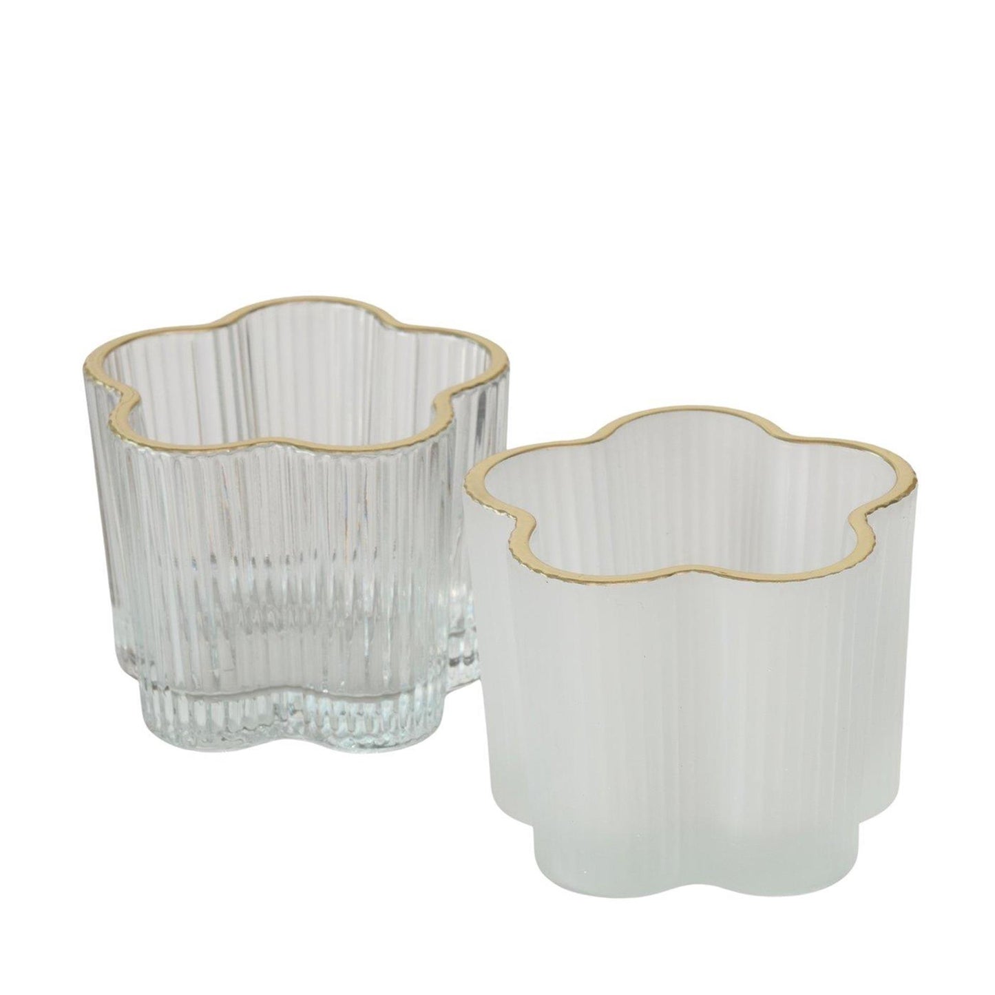 Boltze home waxinelichthouder glas bloem ø7,8x6cm