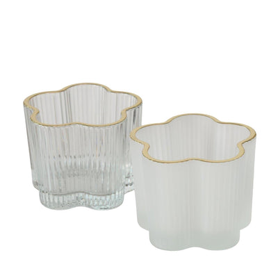 Boltze home waxinelichthouder glas bloem ø7,8x6cm