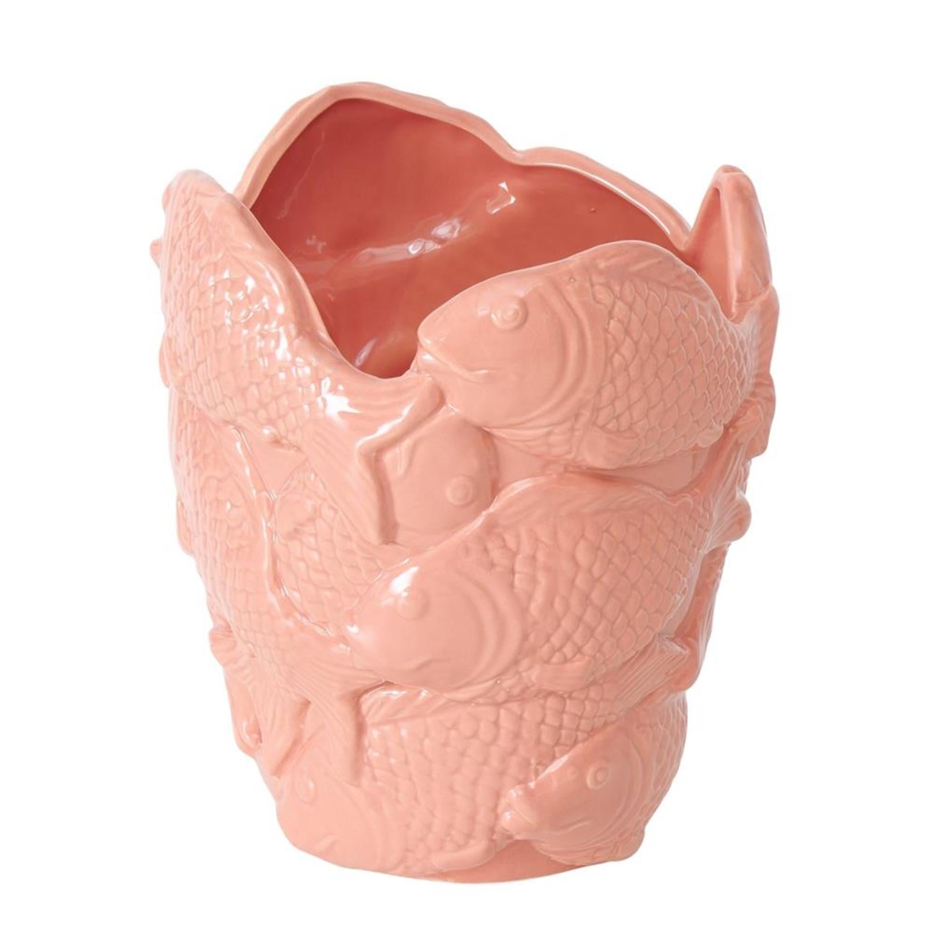 Boltze home bloempot vis pescado h22cm licht roze