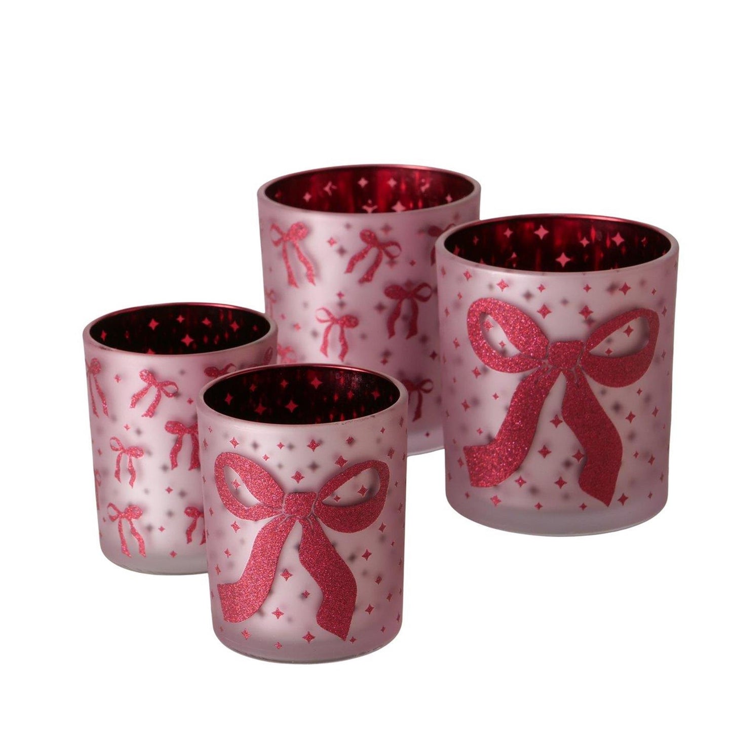 Boltze home windlichtset boucle glas 2-delig h8,4-10,2cm