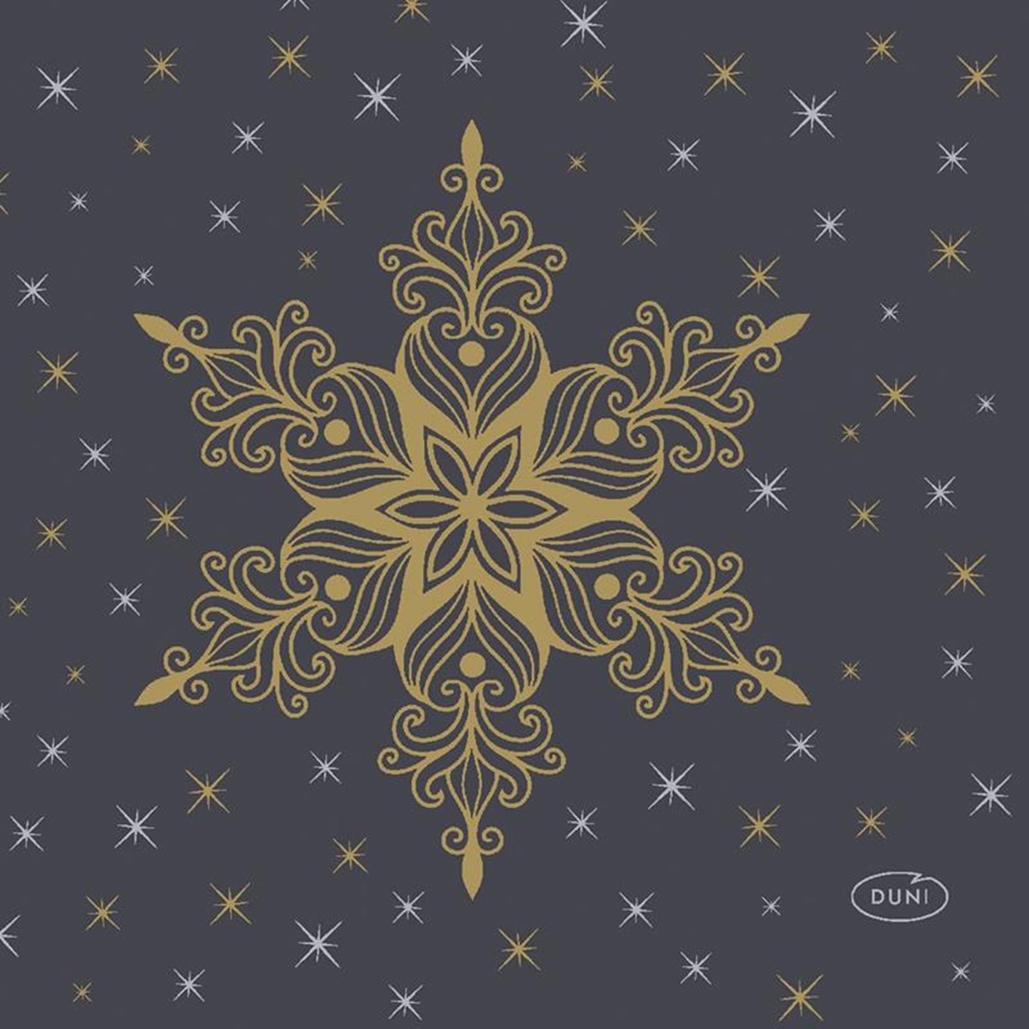 Duni servetten snowstars black 24x24cm
