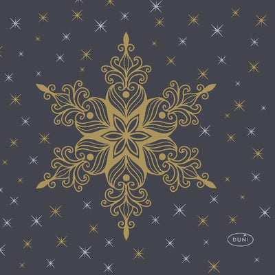 Duni servetten snowstars black 24x24cm
