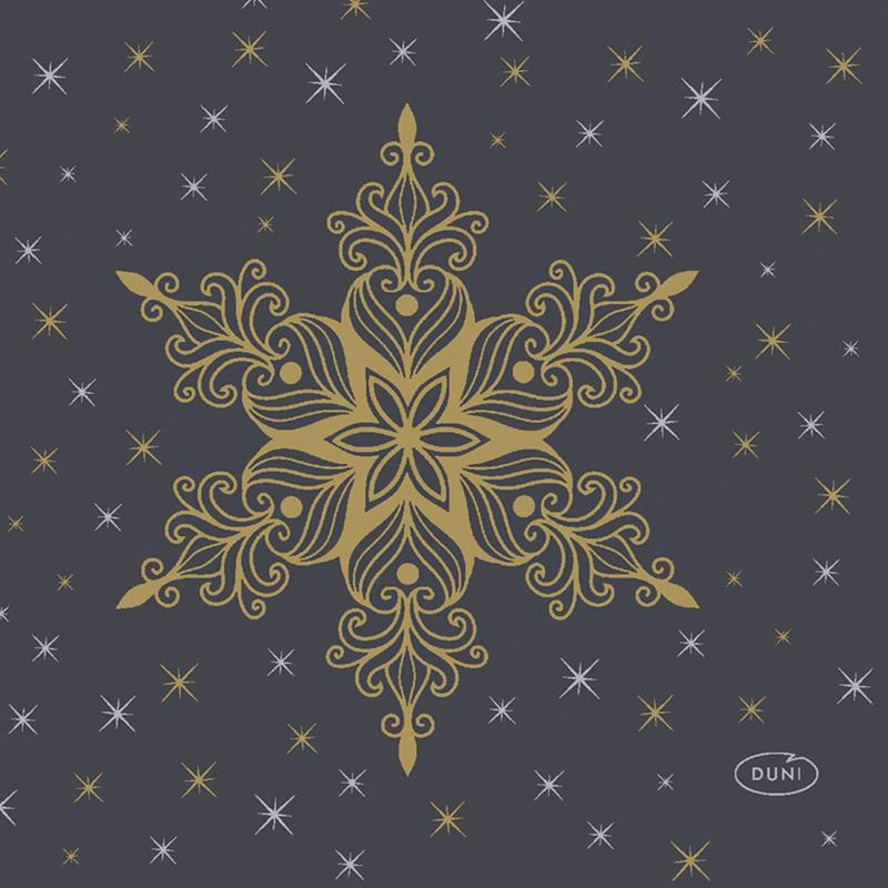 Duni servetten snowstars black 24x24cm