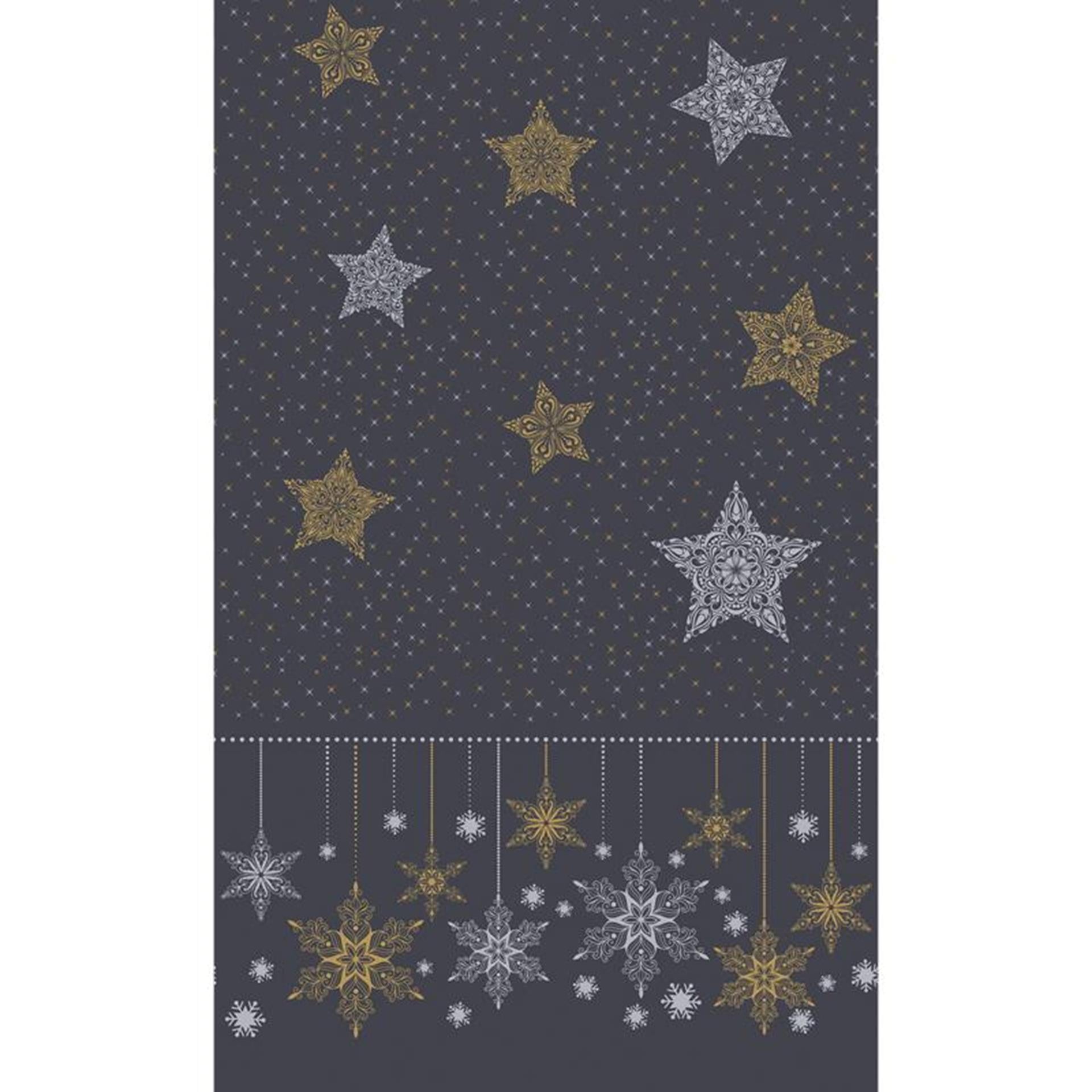 Duni tafellaken snowstars black 138x220cm