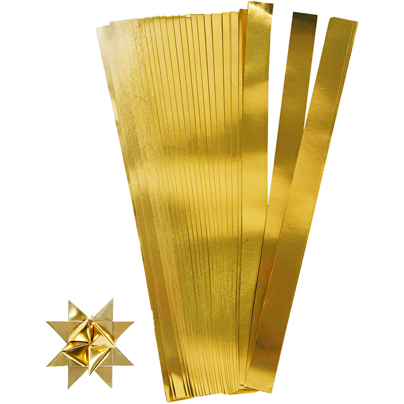 Vlechtstroken, l: 73 cm, d 11,5 cm, b: 25 mm, goud, 100 stroken 1 doos
