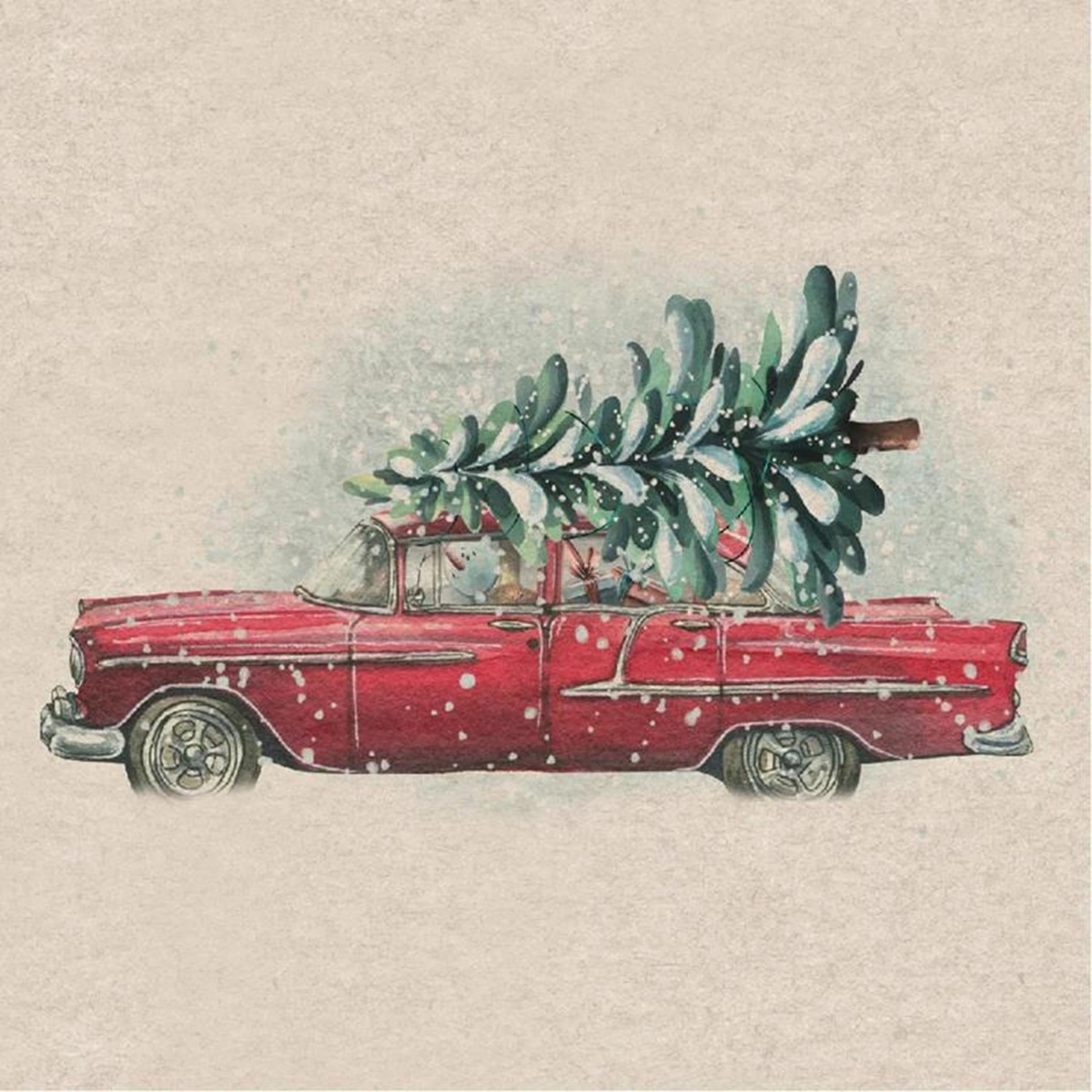 Duni servetten kerstboom in auto 33cm