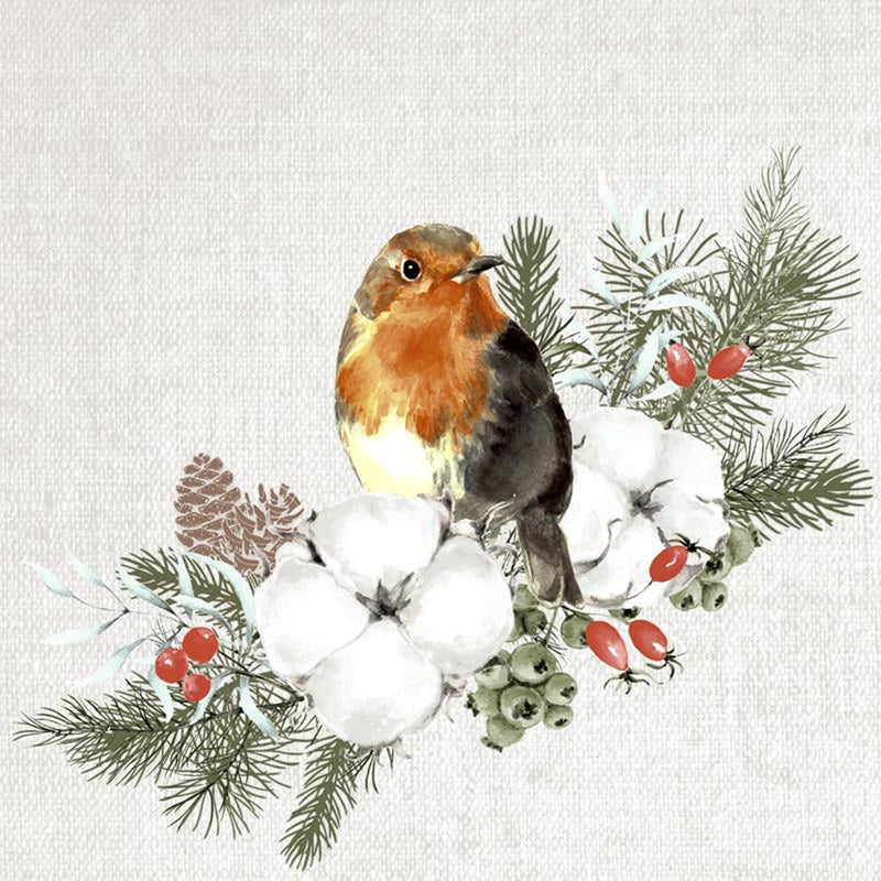 Duni servetten robin forest 24x24cm