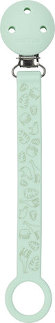 Nattou silicone - fopspeenketting met universele bevestiging - 21 cm - munt groen patroon