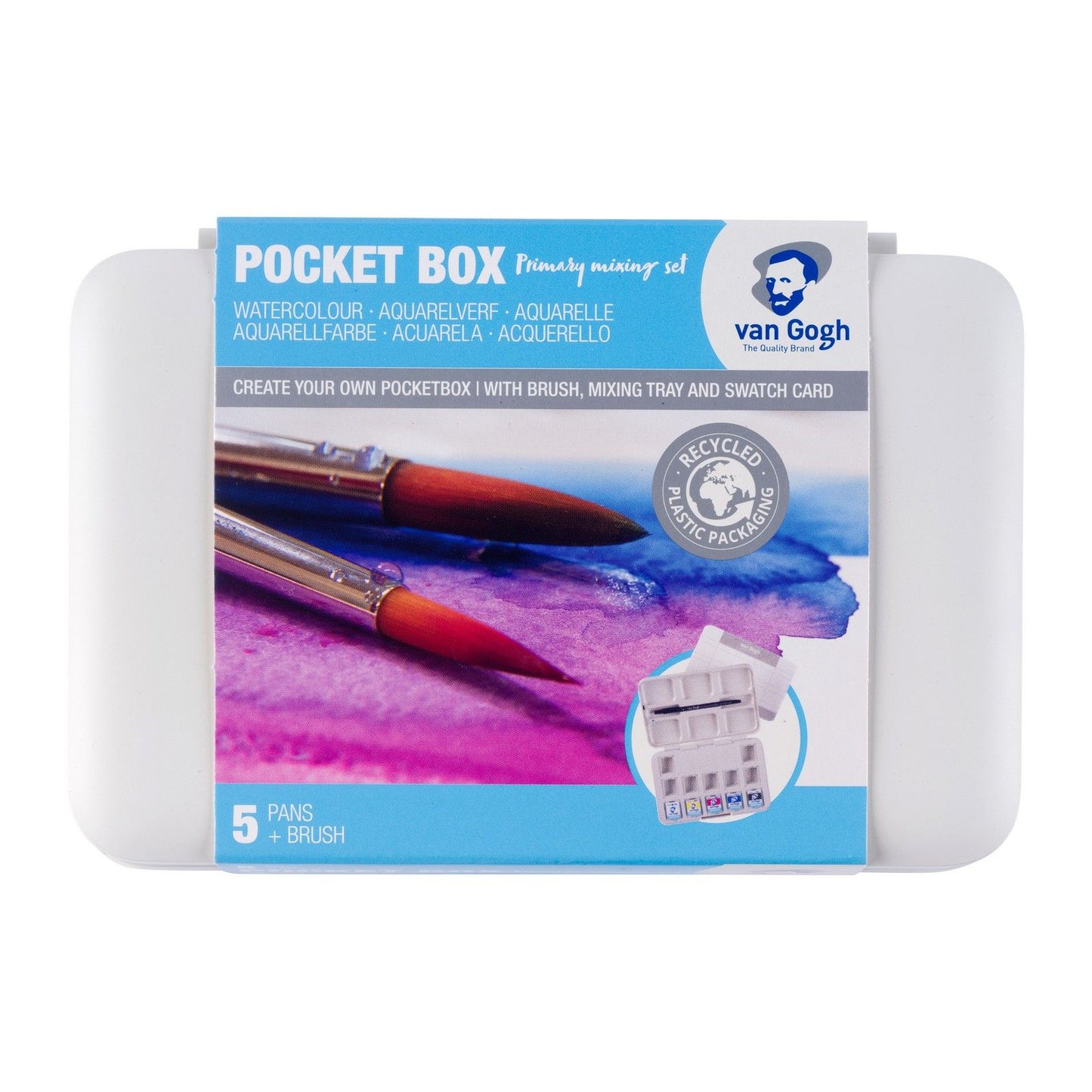 Van gogh aquarelverf pocket box primaire mengset | 5 halve napjes + 7 lege plekken