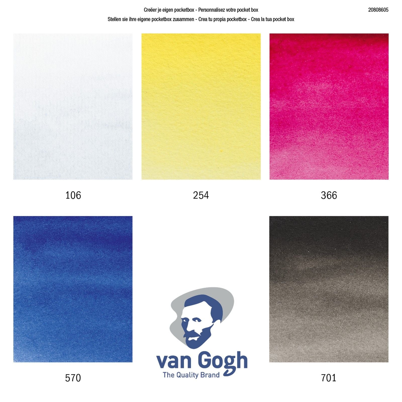 Van gogh • aquarelverf pocket box primaire mengset 5 halve napjes + 7 lege plekken