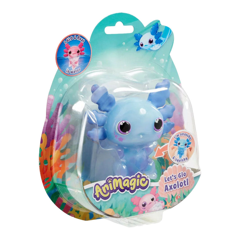 Goliath animagic let's glo axolotl blauw - speelfiguur - lichtgevende axolotl