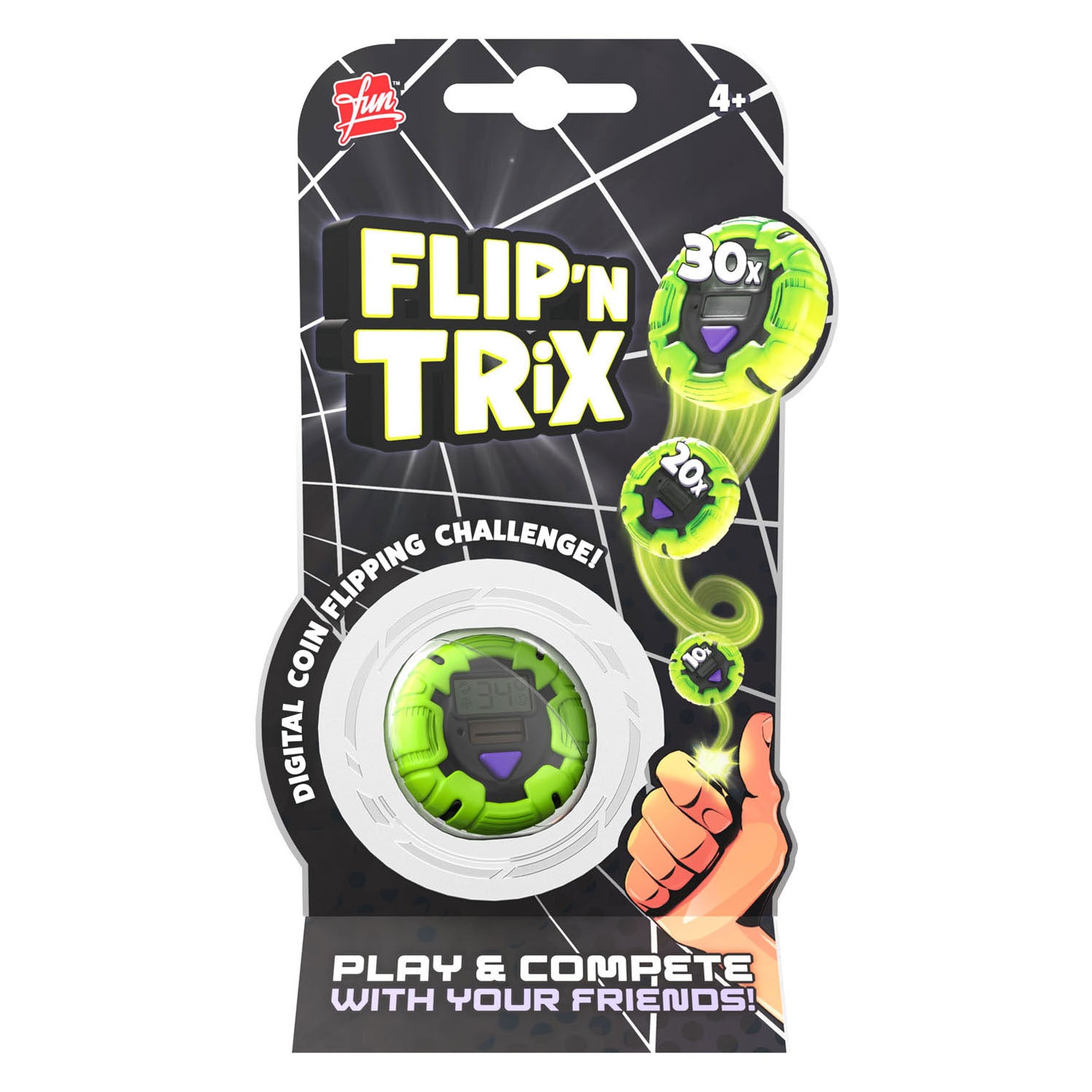 Goliath games flip 'n trix digitale munt - kop of munt spel
