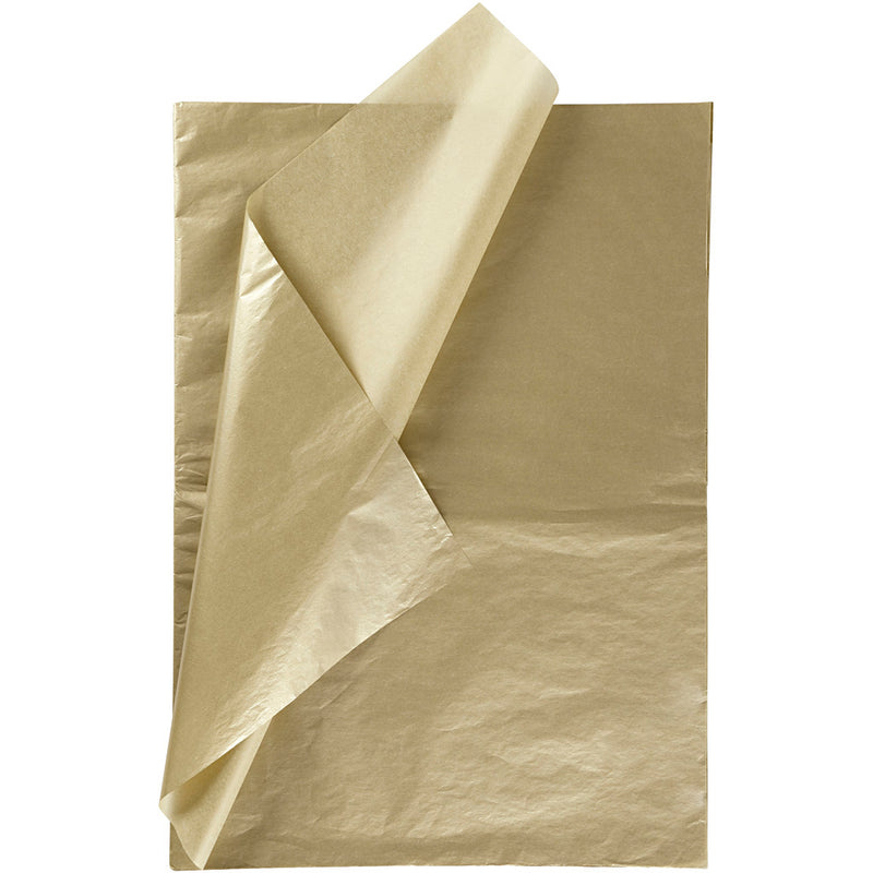 Tissuepapier, vel 50x70 cm, 17 gr, goud, 25 vel 1 doos