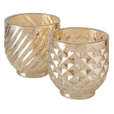 Boltze home windlicht sheilah9cm glas gelakt goud 2 assorti