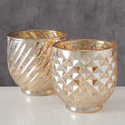 Boltze home windlicht sheilah9cm glas gelakt goud 2 assorti