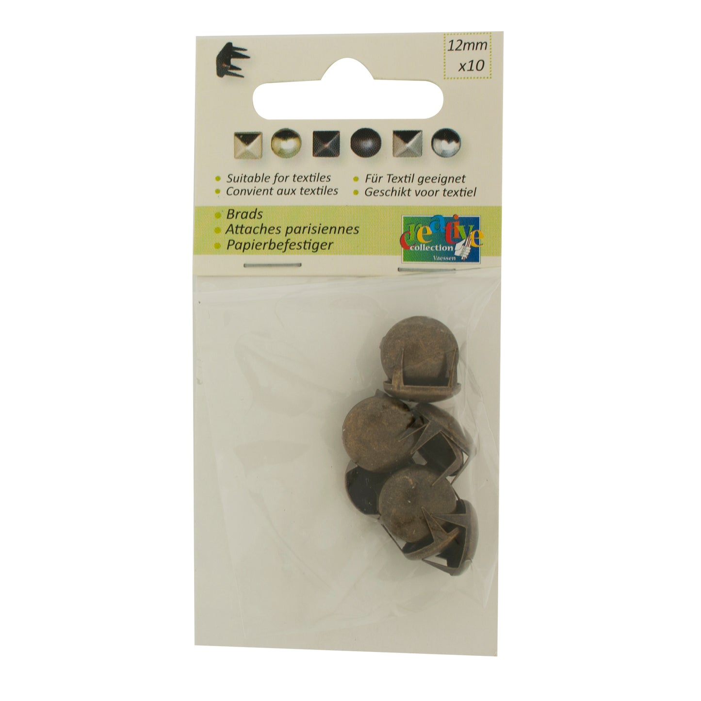 Vaessen creative • studs rond 12mm 10pcs bronze