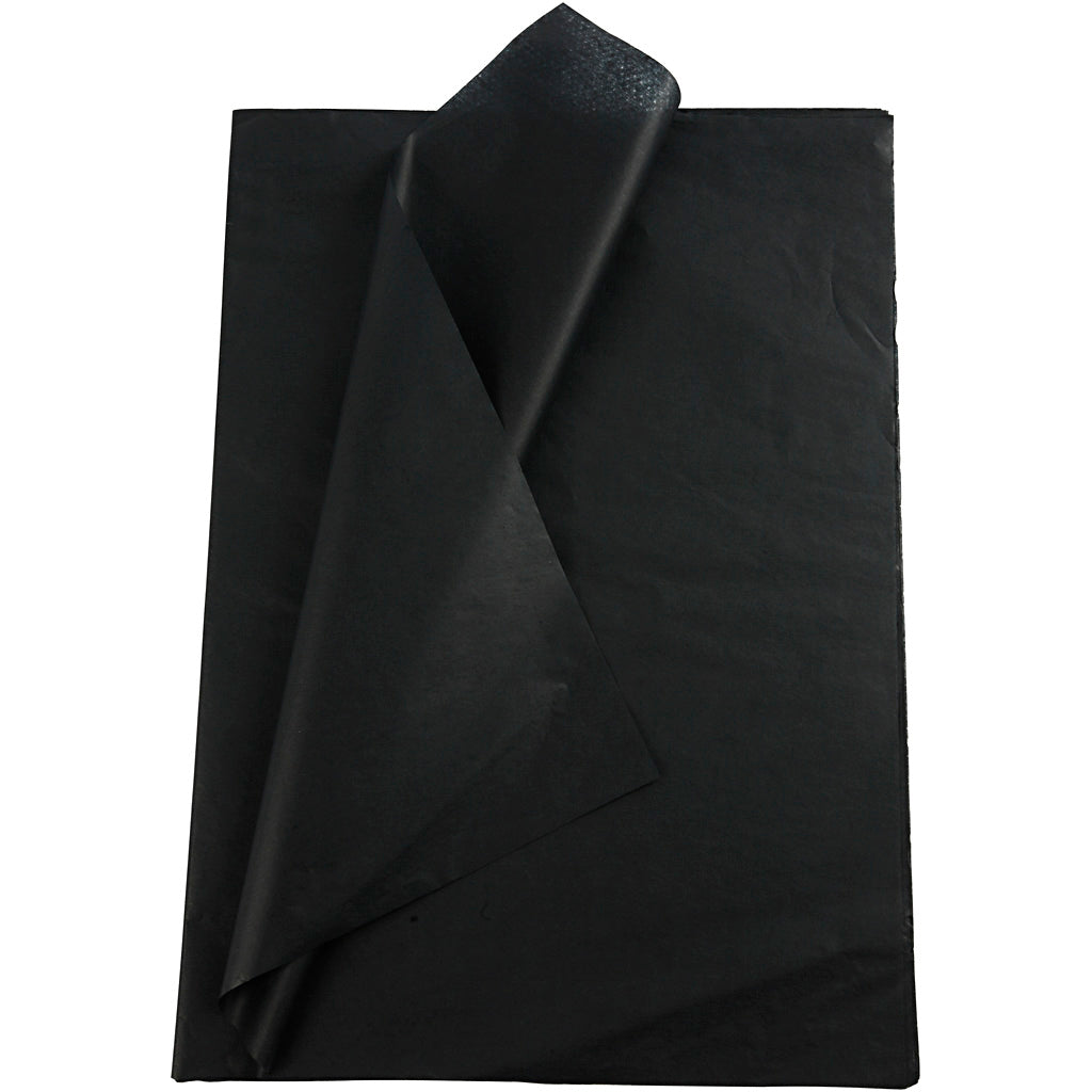 Tissuepapier, vel 50x70 cm, 17 gr, zwart, 25 vel 1 doos