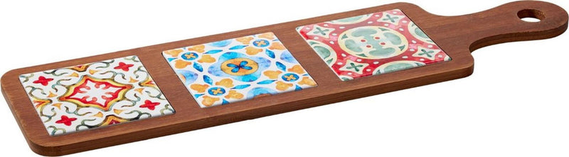 Excellent houseware serveerplateau bamboe aardewerk 49,5cm