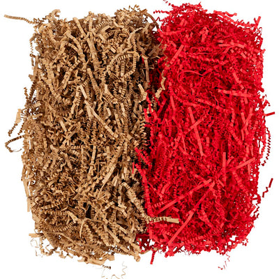 Crinkle papier, l: 25-30 cm, b: 3 mm, bruin, rood, 2x50 gr 1 doos