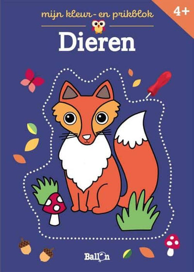 De ballon kleur en prikblok dieren