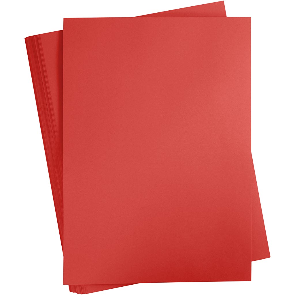 Gekleurd karton, a2, vel 420x594 mm, 180 gr, rood, 100 vel 1 doos