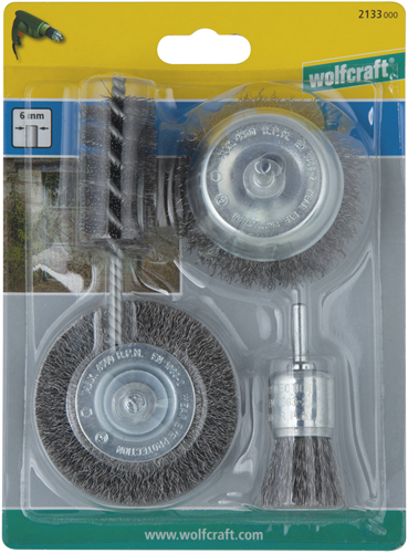 Wolfcraft draadborstel set | ronde schacht | 4-delig | 1 set - 2133000