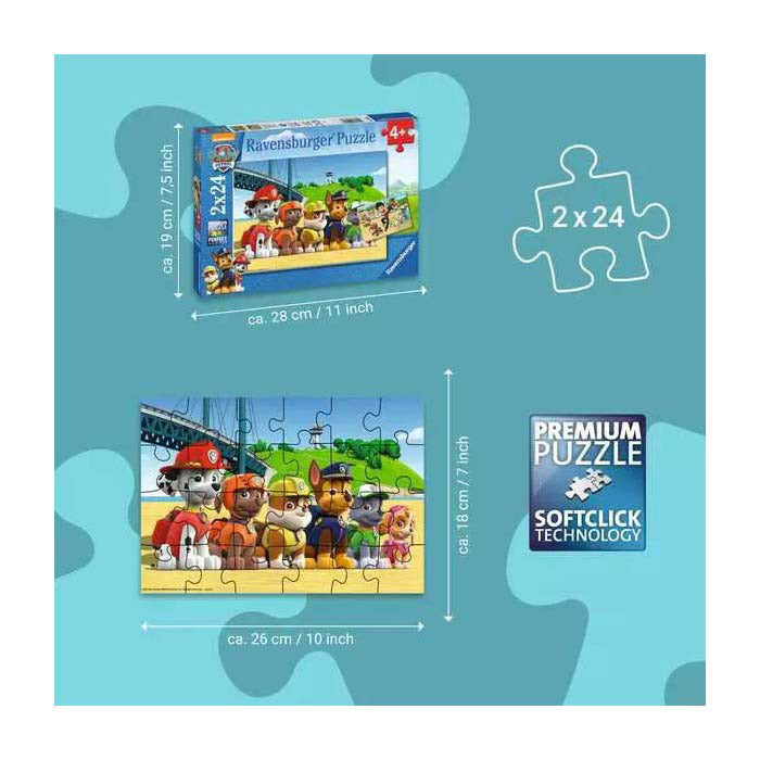 Ravensburger paw patrol dappere honden puzzel 2x24 stukjes